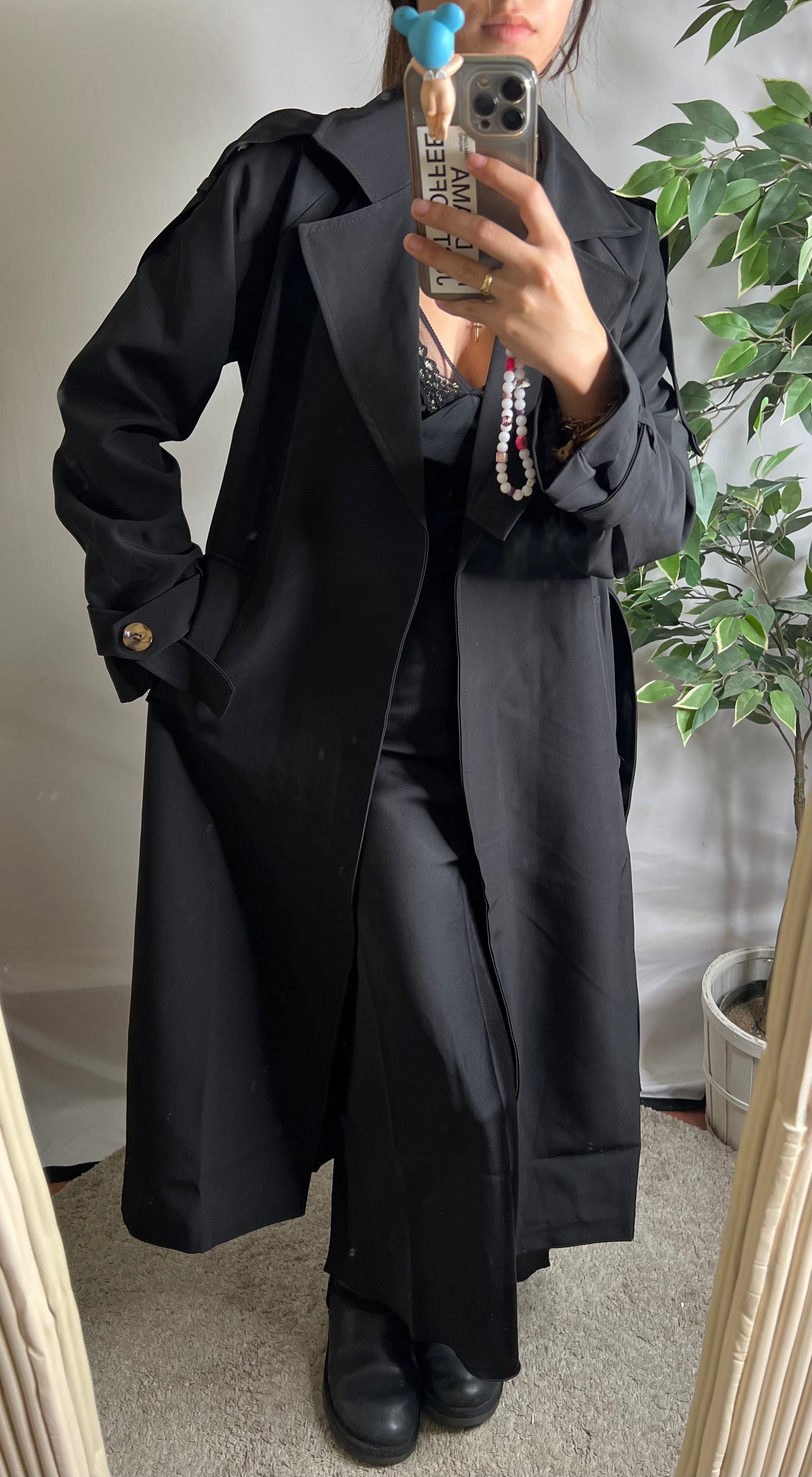 Trench long noir Modine Studio