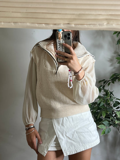 Pull sans manches à zip