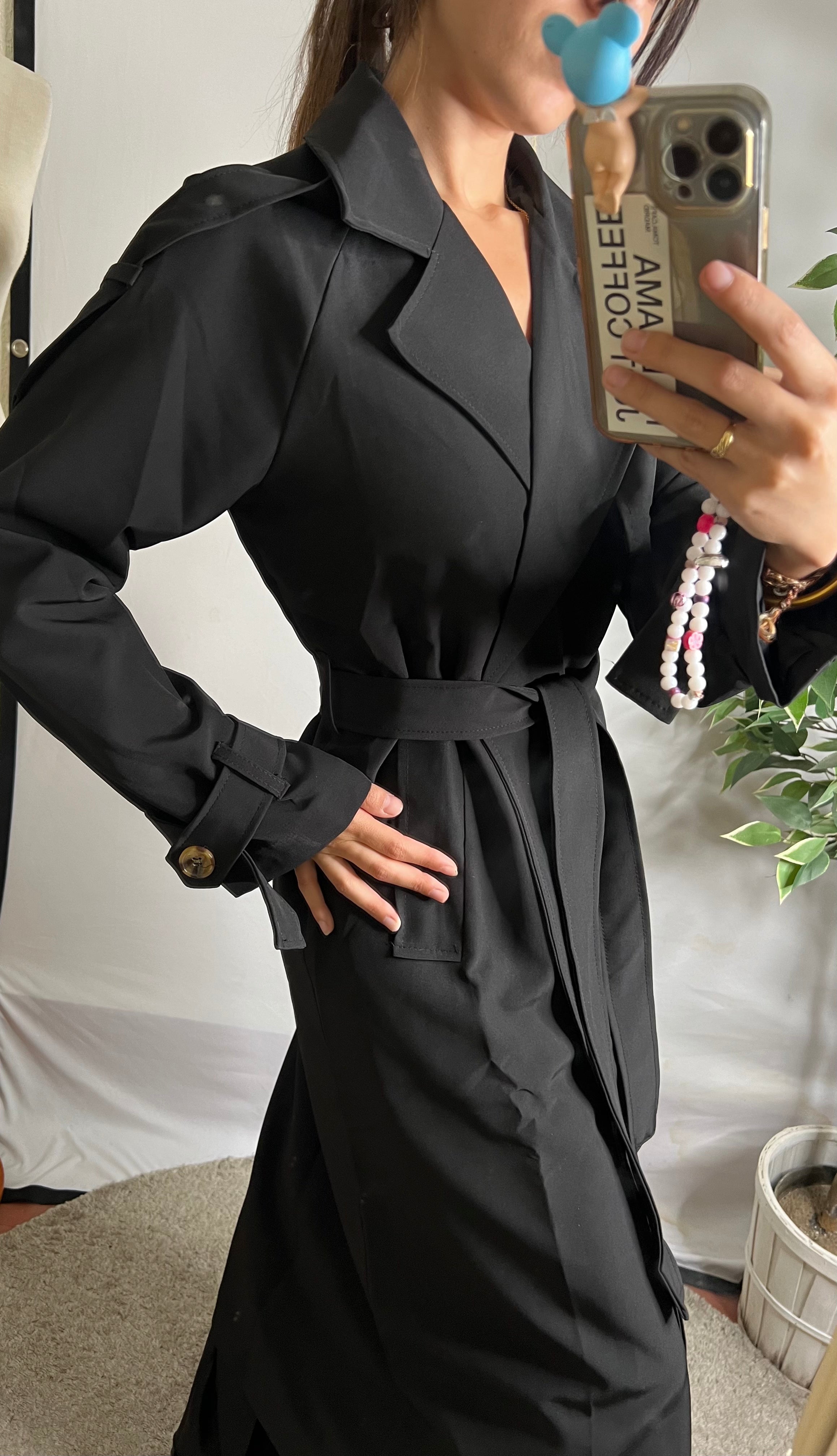 Trench long noir Modine Studio