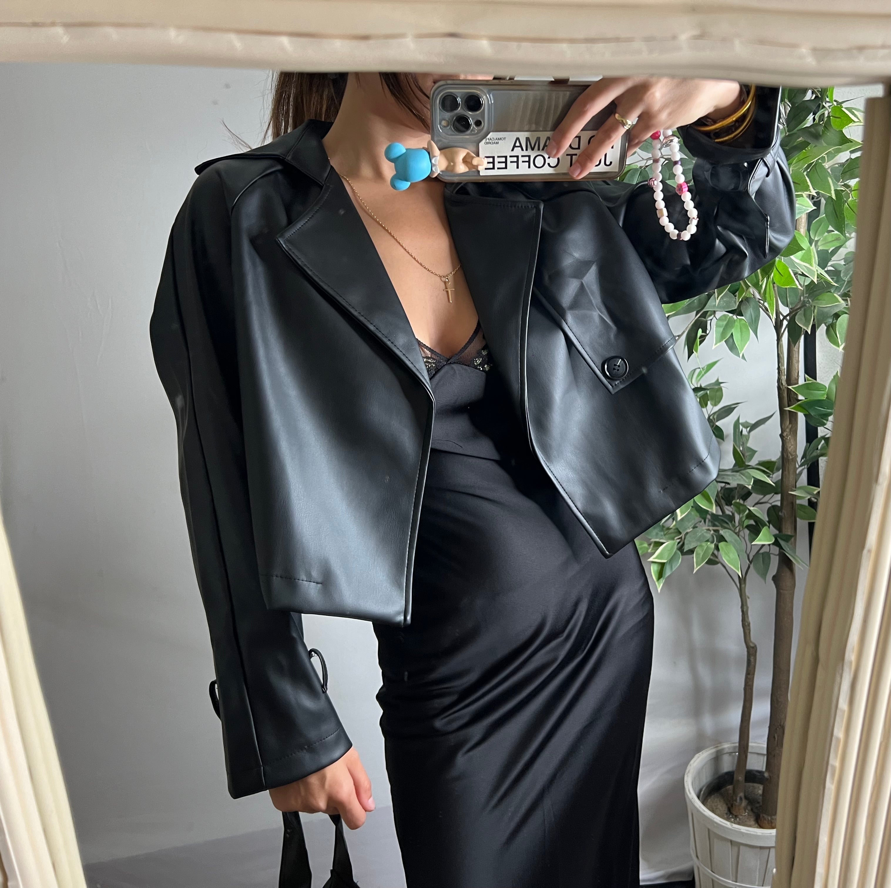 Veste en cuir courte oversize Modine Studio