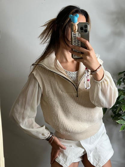 Pull sans manches à zip