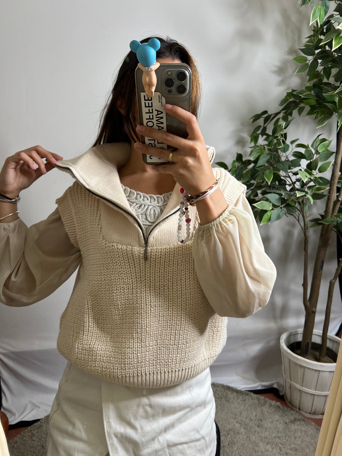 Pull sans manches à zip