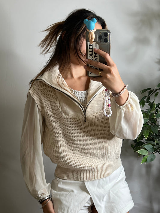 Pull sans manches à zip